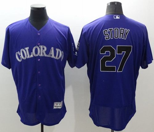 Rockies #27 Trevor Story Purple Flexbase Authentic Collection Stitched Jersey - Zenithce