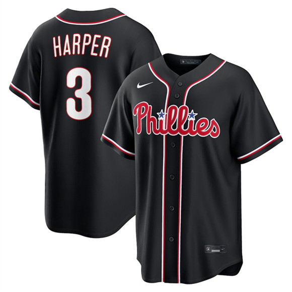 Philadelphia Phillies #3 Bryce Harper Fashion Black Out Stitched Jersey - Zenithce