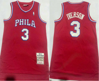 Philadelphia 76ers #3 Allen Iverson 2002-03 Red Hardwood Classics Soul Swingman Throwback Jersey - Zenithce