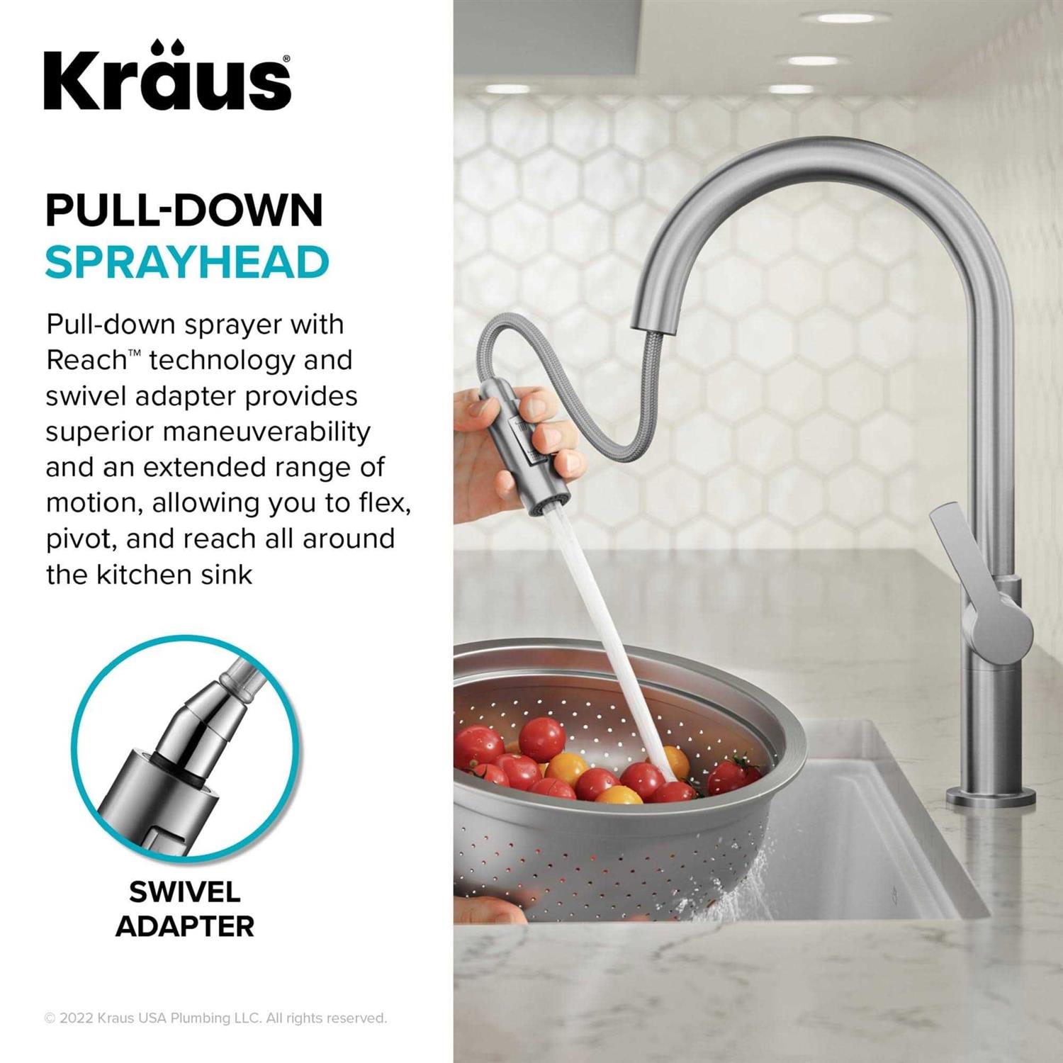 Kraus Oletto Single Handle Pull-Down Kitchen Faucet KPF-2820BBMB - Zenithce