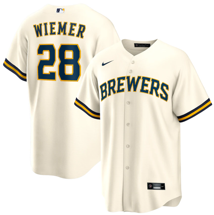Milwaukee Brewers #28 Joey Wiemer Cream Cool Base Stitched Jersey - Zenithce