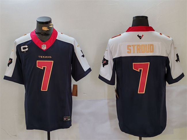 Houston Texans #7 C.J. Stroud Navy White Gold 2024 F.U.S.E. With 1-Star C Patch Limited Stitched Jersey - Zenithce