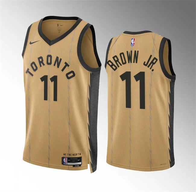 Toronto Raptors #11 Bruce Brown Jr Gold 2023-24 City Edition Stitched Jersey - Zenithce