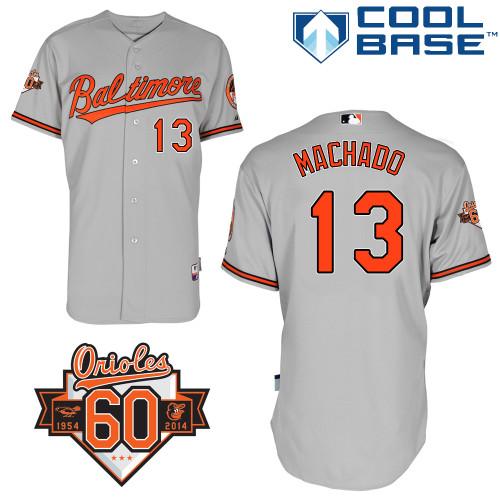Orioles #13 Manny Machado Grey Cool Base Stitched Jersey - Zenithce