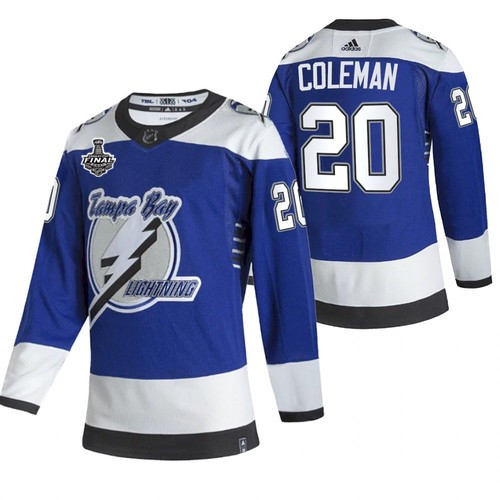 Tampa Bay Lightning #20 Blake Coleman 2021 Blue Stanley Cup Final Bound Reverse Retro Stitched Jersey - Zenithce