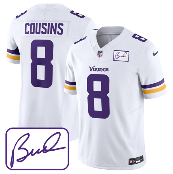 Minnesota Vikings #8 Kirk Cousins White 2023 F.U.S.E. Bud Grant Patch Limited Stitched Jersey - Zenithce