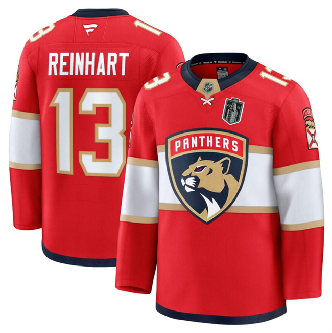 Florida Panthers #13 Sam Reinhart Red 2025 Stanley Cup Final Patch Stitched Jersey - Zenithce