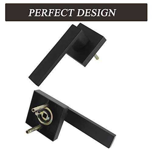 Probrico Square Interior Door Lever Door Knob Door Handle Lock Half Dummy Keyless Door Knobs Doorblack - Zenithce