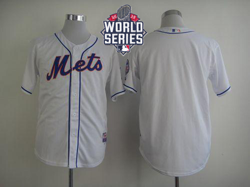 Mets Blank White Cool Base W 2015 World Series Patch Stitched Jersey - Zenithce