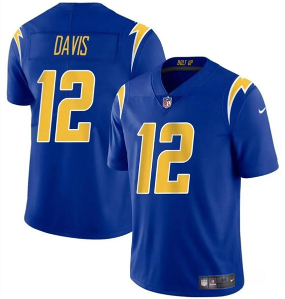 Los Angeles Chargers #12 Derius Davis Royal 2024 Vapor Limited Stitched Jersey - Zenithce