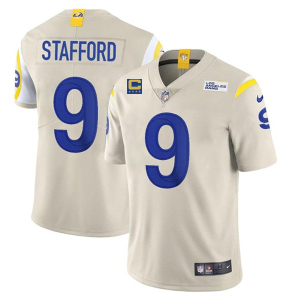 Los Angeles Rams 2022 #9 Matthew Stafford Bone White With 4-Star C Patch Stitched Jersey - Zenithce