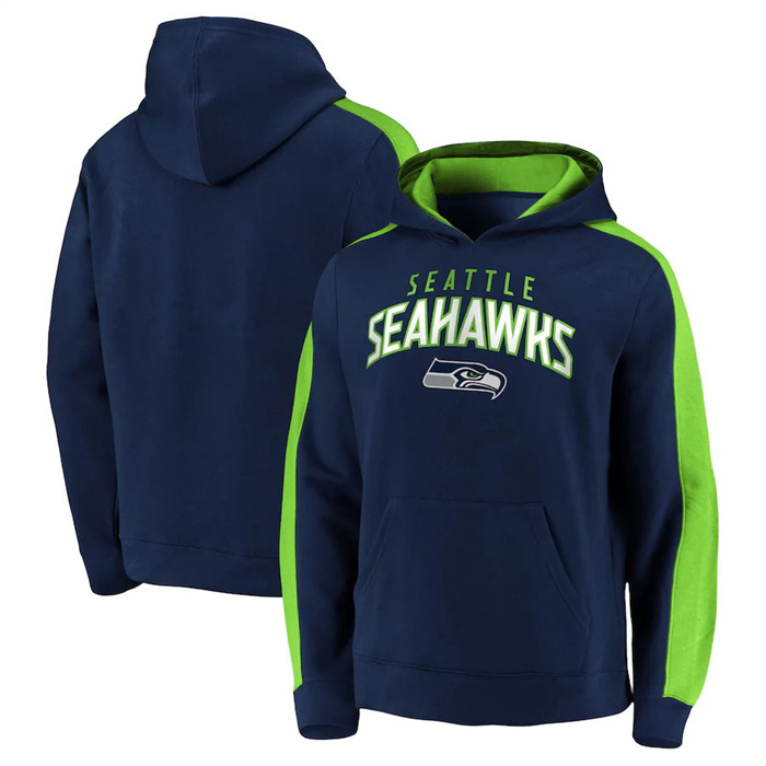 Seattle Seahawks Navy Game Time Arch Pullover Hoodie - Zenithce