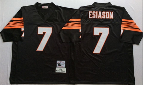 Mitchell And Ness Bengals #7 Boomer Esiason Black Throwback Stitched Jersey - Zenithce