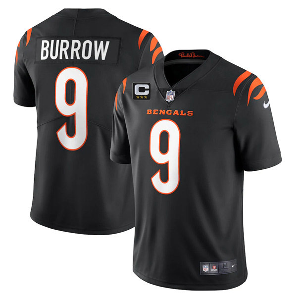 Cincinnati Bengals 2022 #9 Joe Burrow Black With 3-Star C Patch Vapor Limited Stitched Jersey - Zenithce