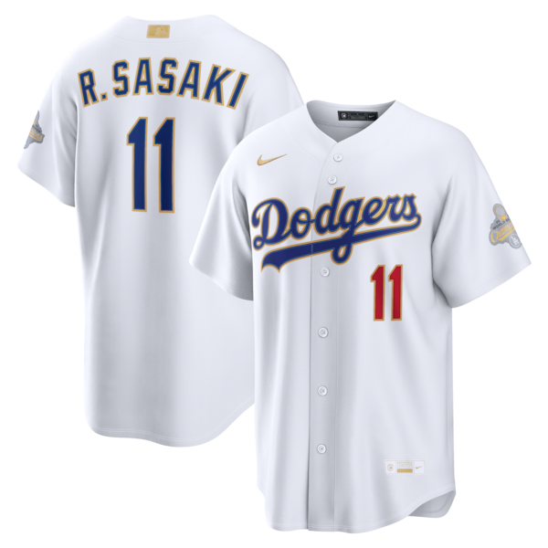 Los Angeles Dodgers #11 Roki Sasaki Nike White 2026 Gold Collection Stadium Jersey - Zenithce