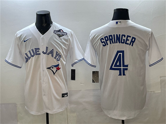 Toronto Blue Jays #4 George Springer White 2025 World Series Home Cool Base Stitched Jersey - Zenithce