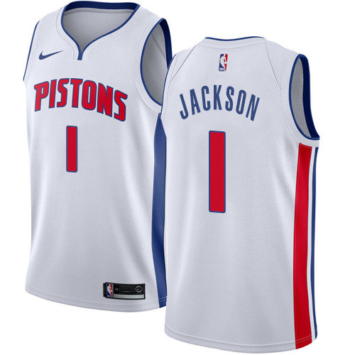 Pistons #1 Reggie Jackson White Swingman Association Edition Jersey - Zenithce
