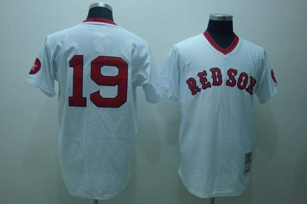 Mitchell And Ness Red Sox #19 Fred Lynn Stitched White Throwback Jersey - Zenithce