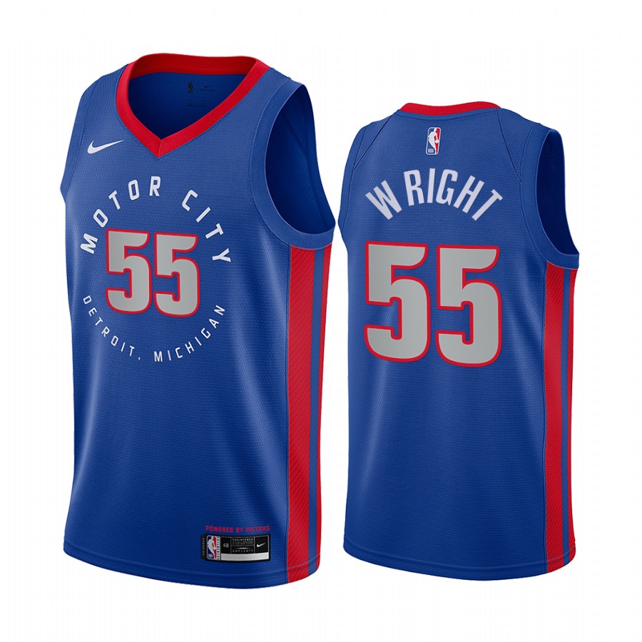 Pistons #55 Delon Wright Blue Swingman 2020-21 City Edition Jersey - Zenithce