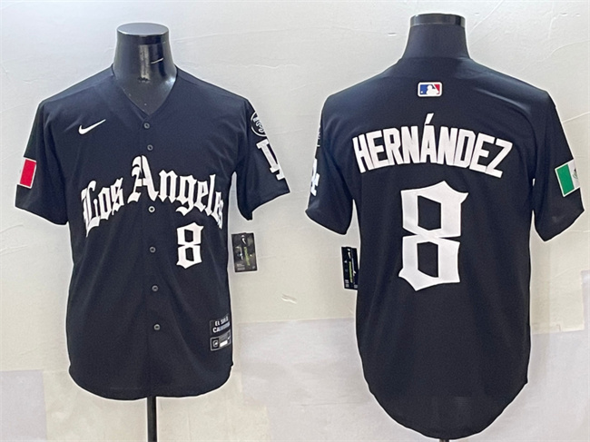 Los Angeles Dodgers #8 Enrique Hernandez Black Mexico 2025 LA Gothic Style With Fernando Patch Vapor Premier Limited Stitched Jersey - Zenithce