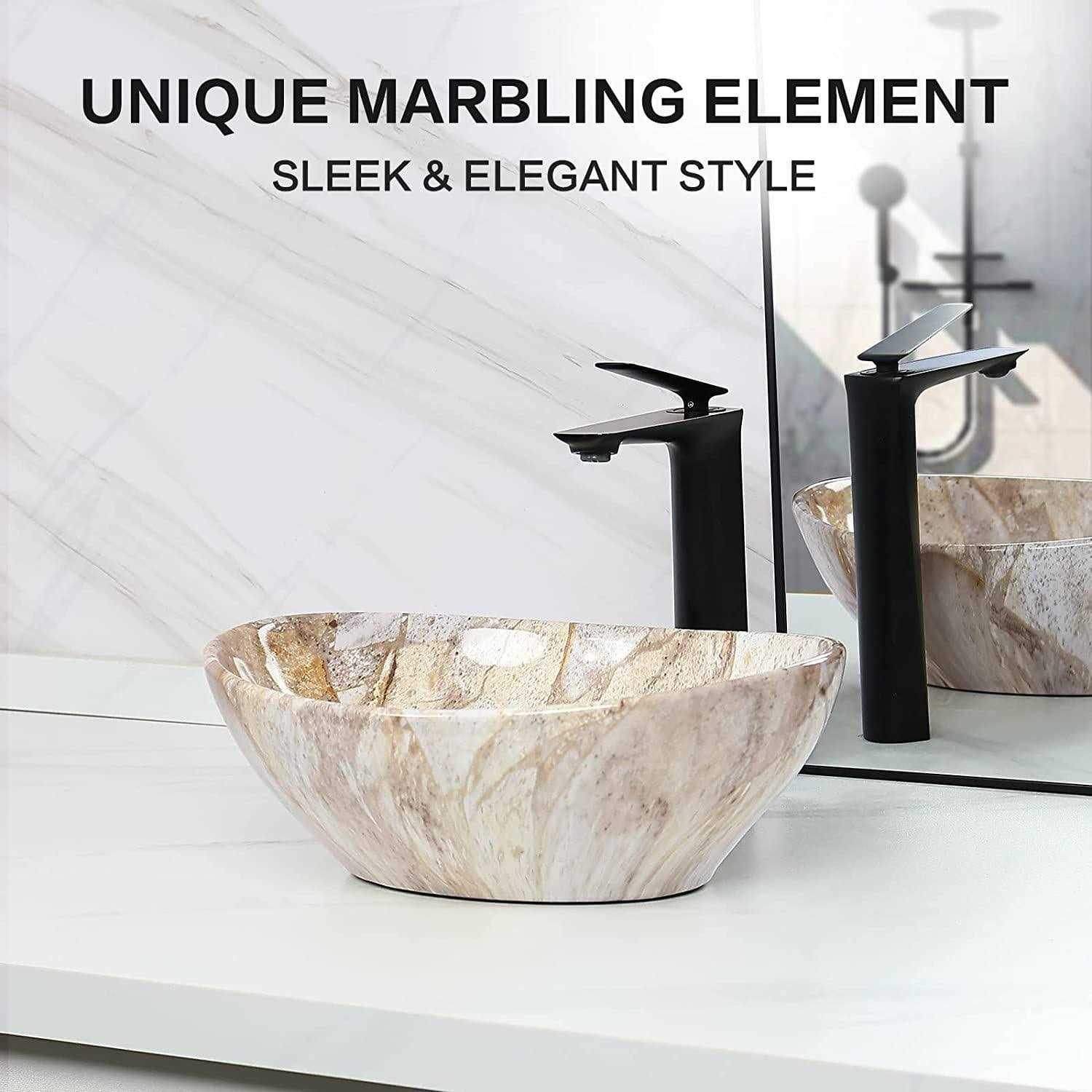 Davivy 16” X 13.5” Oval Vessel Sink with Pop Up Drain,Bathroom Sinks Above - Zenithce