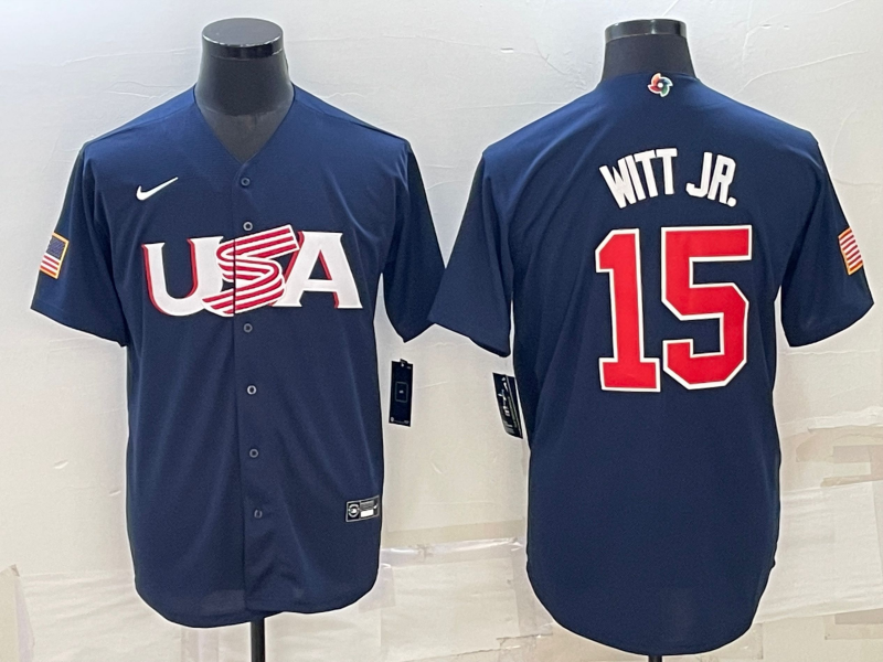 USA #15 Bobby Witt Jr. 2023 Navy World Classic Stitched Jersey - Zenithce