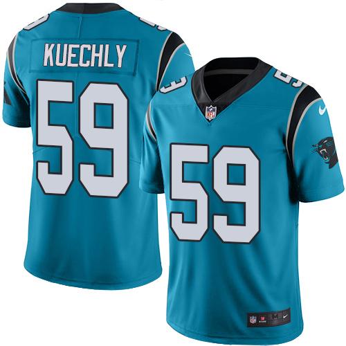 Panthers #59 Luke Kuechly Blue Stitched Limited Rush Nike Jersey - Zenithce