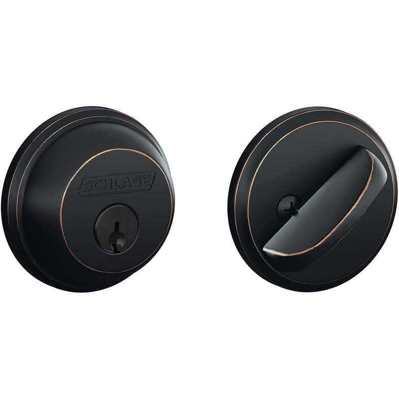 Single Cylinder Deadbolt Schlage Aged Bronze - Zenithce