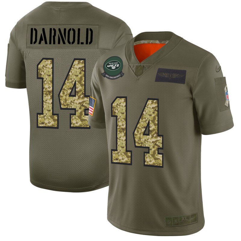 New York Jets #14 Sam Darnold 2019 Olive Camo Salute To Service Limited Stitched Jersey - Zenithce