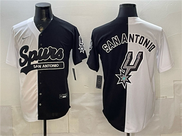 San Antonio Spurs Team Big Logo White Black Stitched Jersey - Zenithce