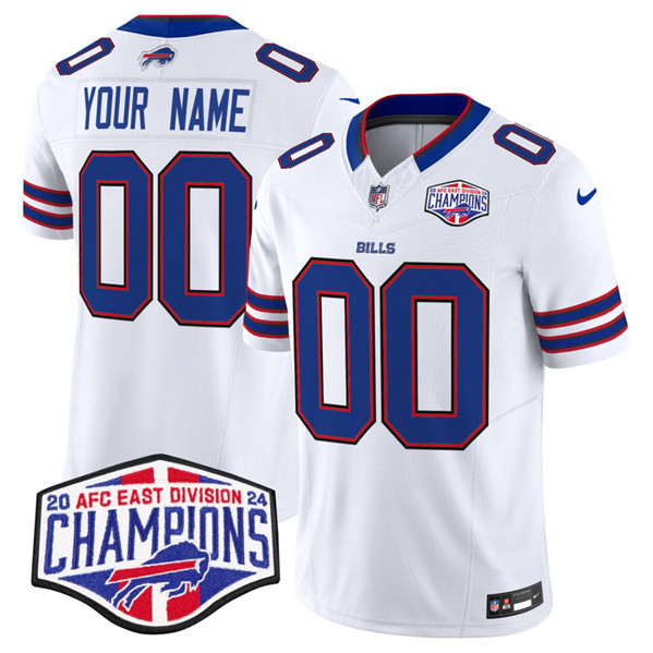 Buffalo Bills Custom White 2024-25 F.U.S.E. AFC East Division Champions Patch Limited Stitched Jersey - Zenithce