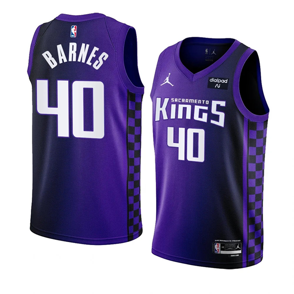 Sacramento Kings #40 Harrison Barnes Purple 2023-24 Statement Edition Swingman Stitched Jersey - Zenithce