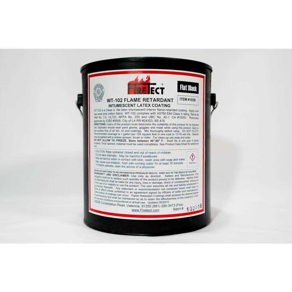 Firetect WT-102 1 gal. Black Flat Latex Intumescent Fireproofing Flame Retardant Paint Coating for Wood - Zenithce