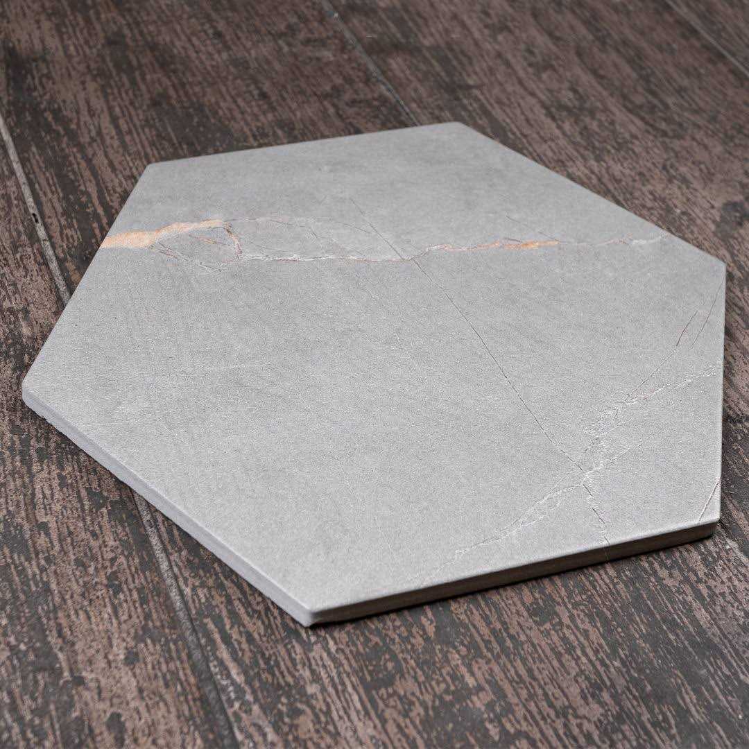 MOLOVO Elegance Gray Hexagon 7.7 in. x 8.9 in. Matte Porcelain Marble look Floor and Wall Tile - Zenithce