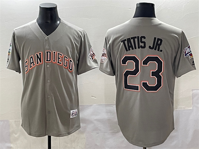 San Diego Padres #23 Fernando Tatis Jr. Gray Fashion Throwback With Patch Cool Base Stitched Jersey - Zenithce