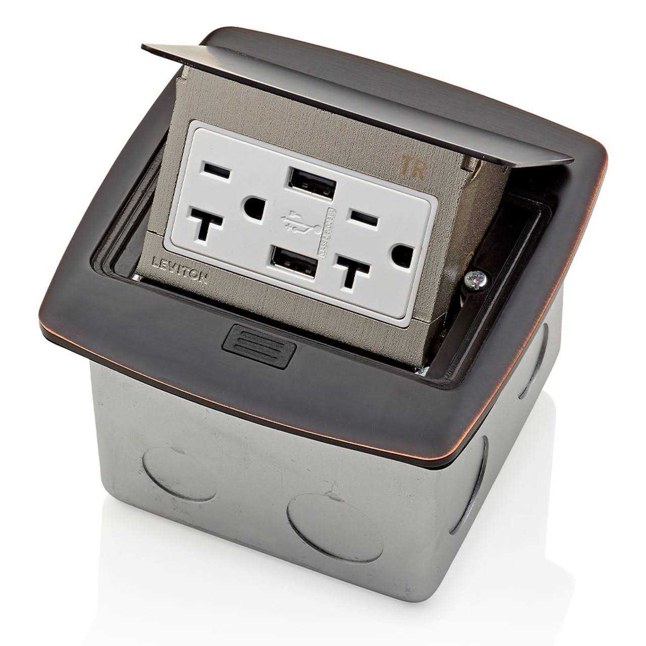 Leviton PFUS2-BN Pop-Up Floor Box with Dual Type A - Zenithce