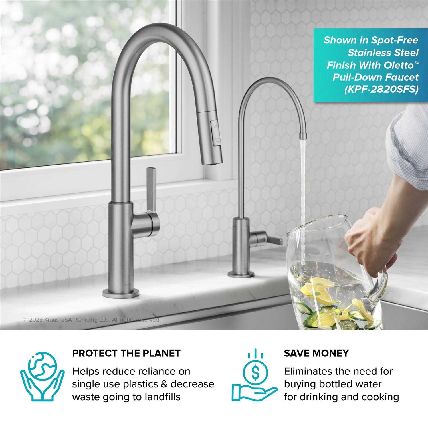 Kraus Oletto Single Handle Drinking Water Filter Faucet for Reverse Osmosis or Water Filtration System FF-103 - Zenithce