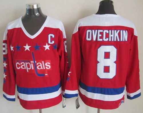 Capitals #8 Alex Ovechkin Red CCM Throwback Stitched Jersey - Zenithce