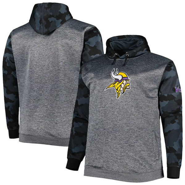 Minnesota Vikings Heather Charcoal Big Tall Camo Pullover Hoodie - Zenithce