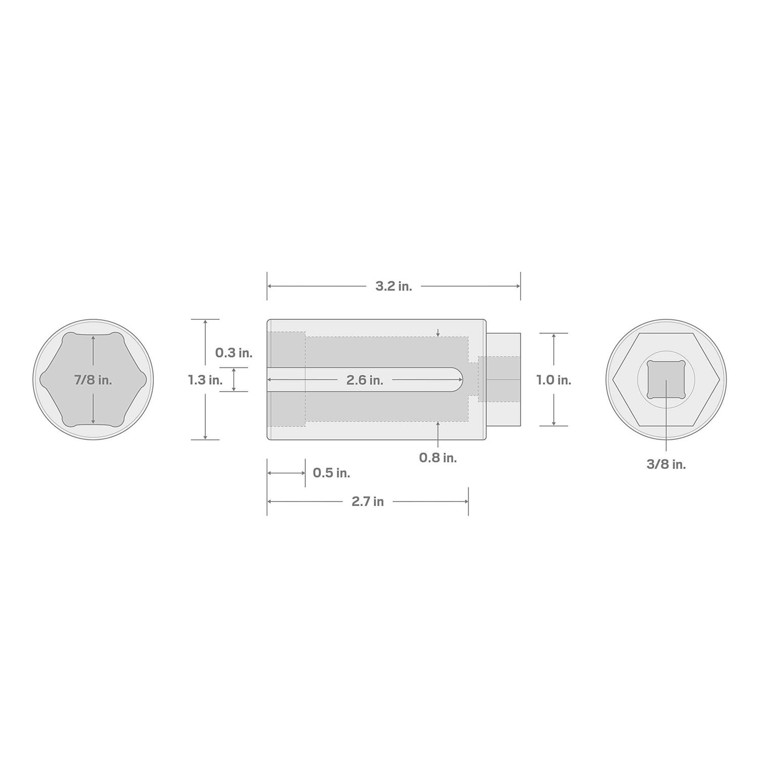 Tekton 3/8 Inch Drive x 7/8 Inch Offset 6-Point Oxygen Sensor Socket 47749 - Zenithce