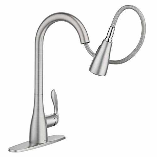 Moen Georgene Matte Black Single Handle High-arc Kitchen Faucet with Deck Plate 87912BL - Zenithce