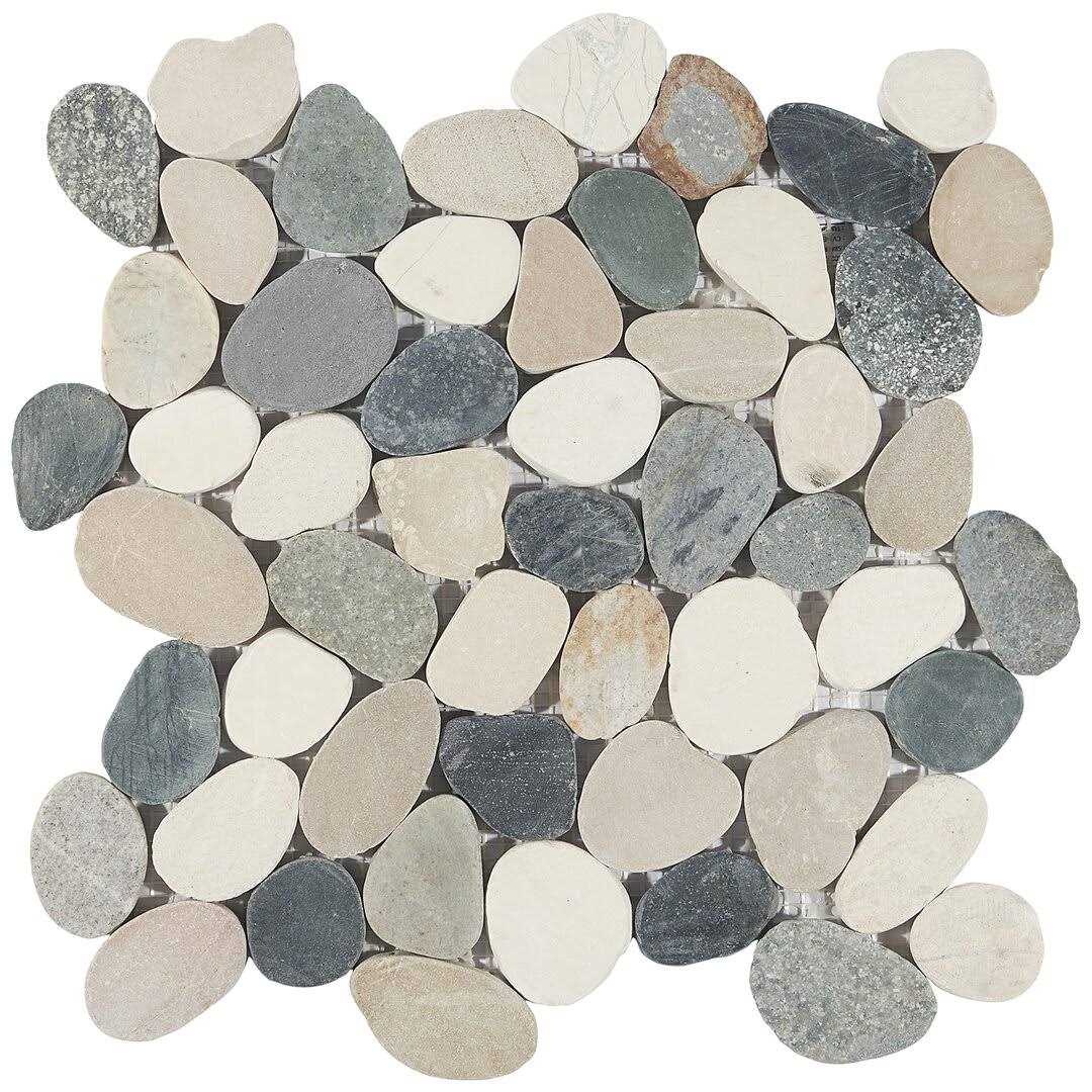Countryside Sliced Round 11.81 in. x 11.81 in. Nature Stone Pebble Mosaic Floor and Wall Tile Ivy Hill Tile - Zenithce