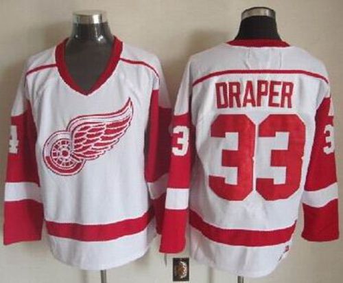 Red Wings #33 Kris Draper White CCM Throwback Stitched Jersey - Zenithce