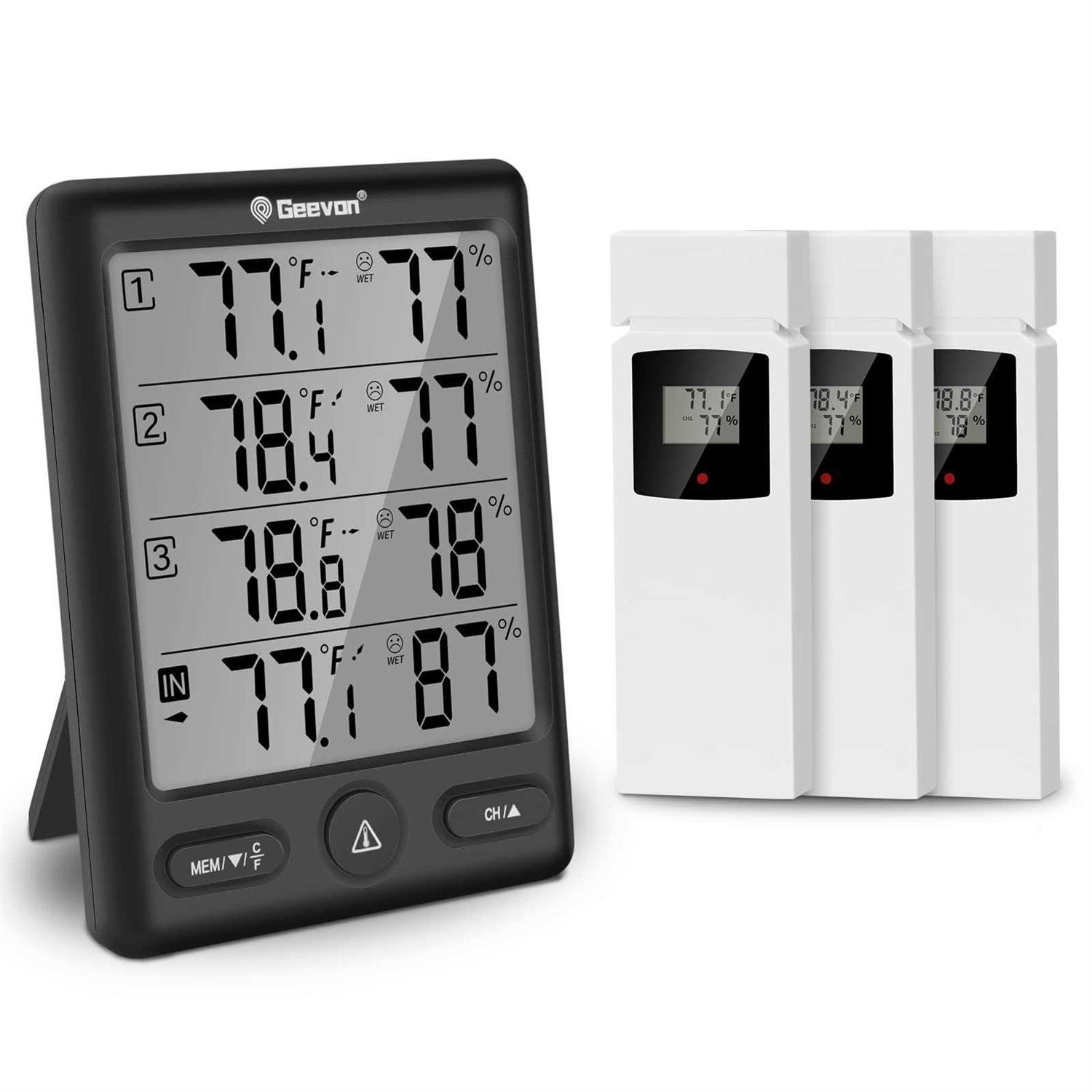 Geevon Indoor Outdoor Thermometer Wireless with 3 Remote Sensors - Zenithce