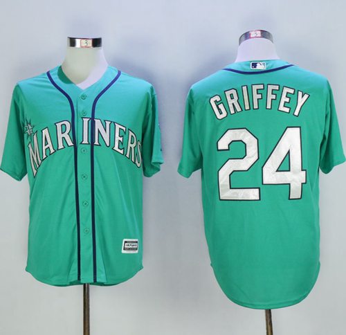Mariners #24 Ken Griffey Green New Cool Base 2016 Hall Of Fame Patch Stitched Jersey - Zenithce