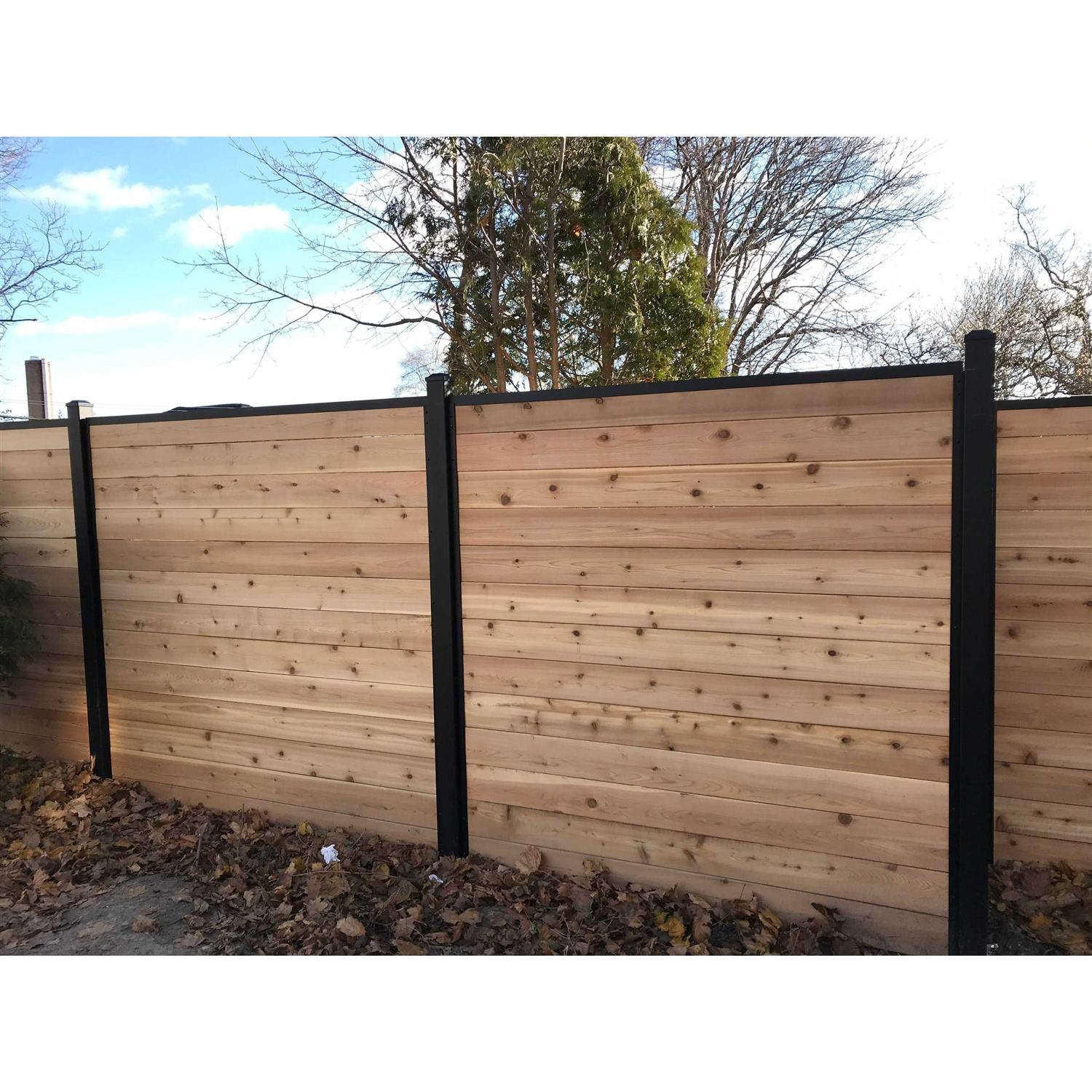Slipfence 3-in x 3-in W x 9-ft H Aluminum Wood Fence Universal Post in Black - Zenithce