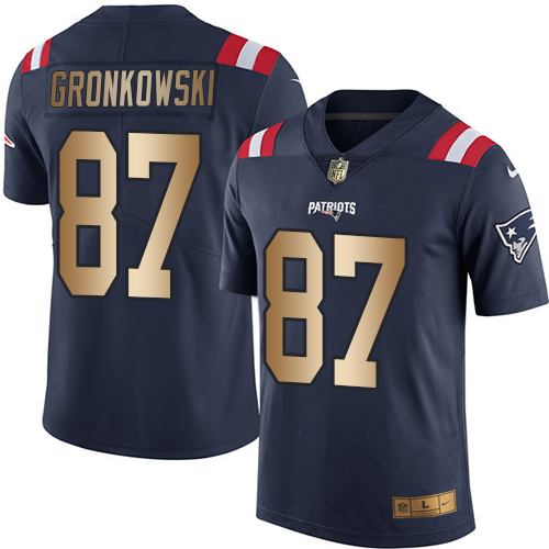 Patriots #87 Rob Gronkowski Navy Blue Stitched Limited Gold Rush Nike Jersey - Zenithce