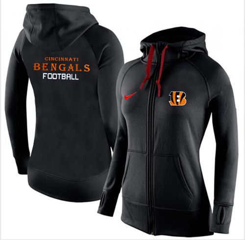 Women's Nike Cincinnati Bengals Full-Zip Performance Hoodie Black - Zenithce