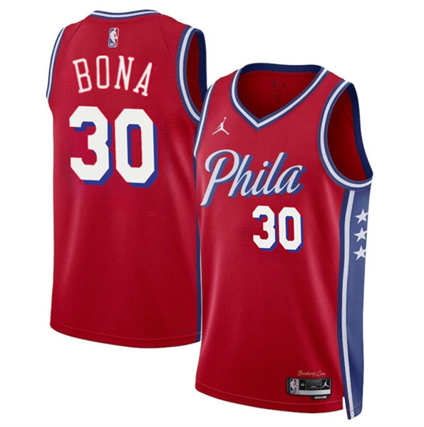 Philadelphia 76ers #30 Adam Bona Red 2024 Draft Statement Edition Stitched Jersey - Zenithce
