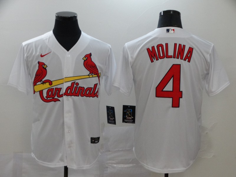 St. Louis Cardinals #4 Yadier Molina White Cool Base Stitched Jersey - Zenithce